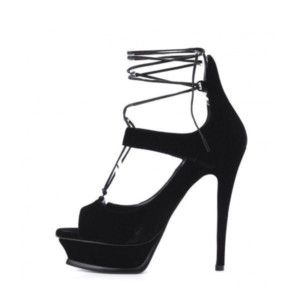 YSL - BLACK 37.5 TRIBUTE 105 SANDALS - Picture 1 of 9
